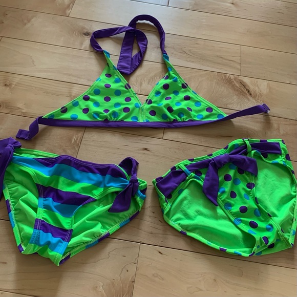 Justice 3 piece Bikini Bathing Suit Set 🌸 Size 12 - Picture 4 of 16